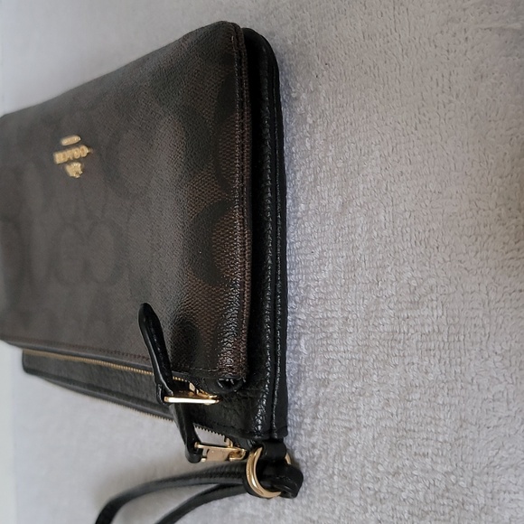 Coach Double Zip wristlet in signature canvas/pebbled leather - Picture 5 of 16